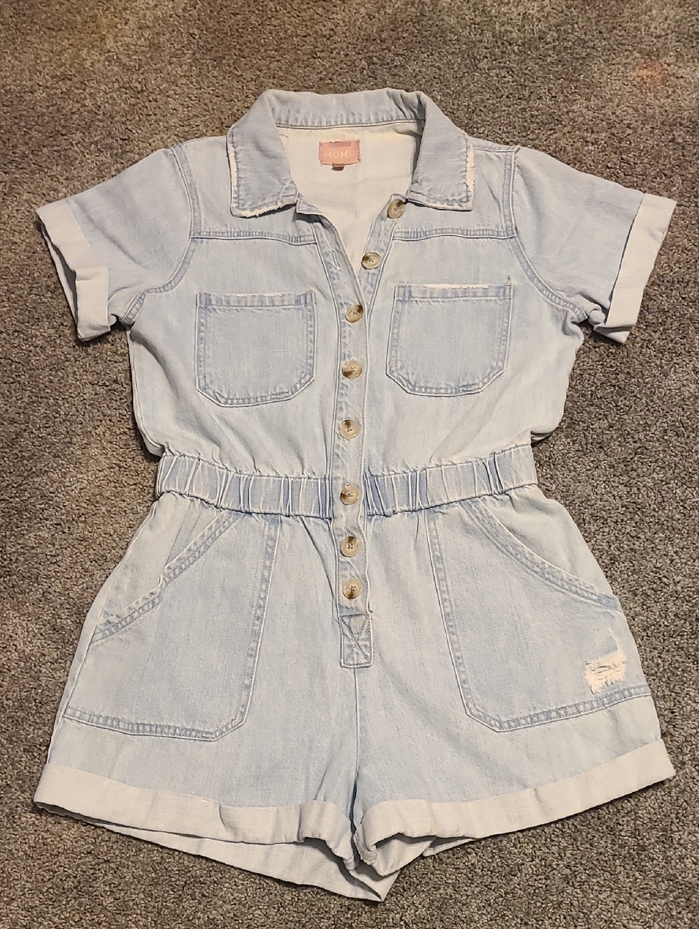 Show Me Your Mumu Cannon Romper Dockside Denim Light Blue S NWT $168